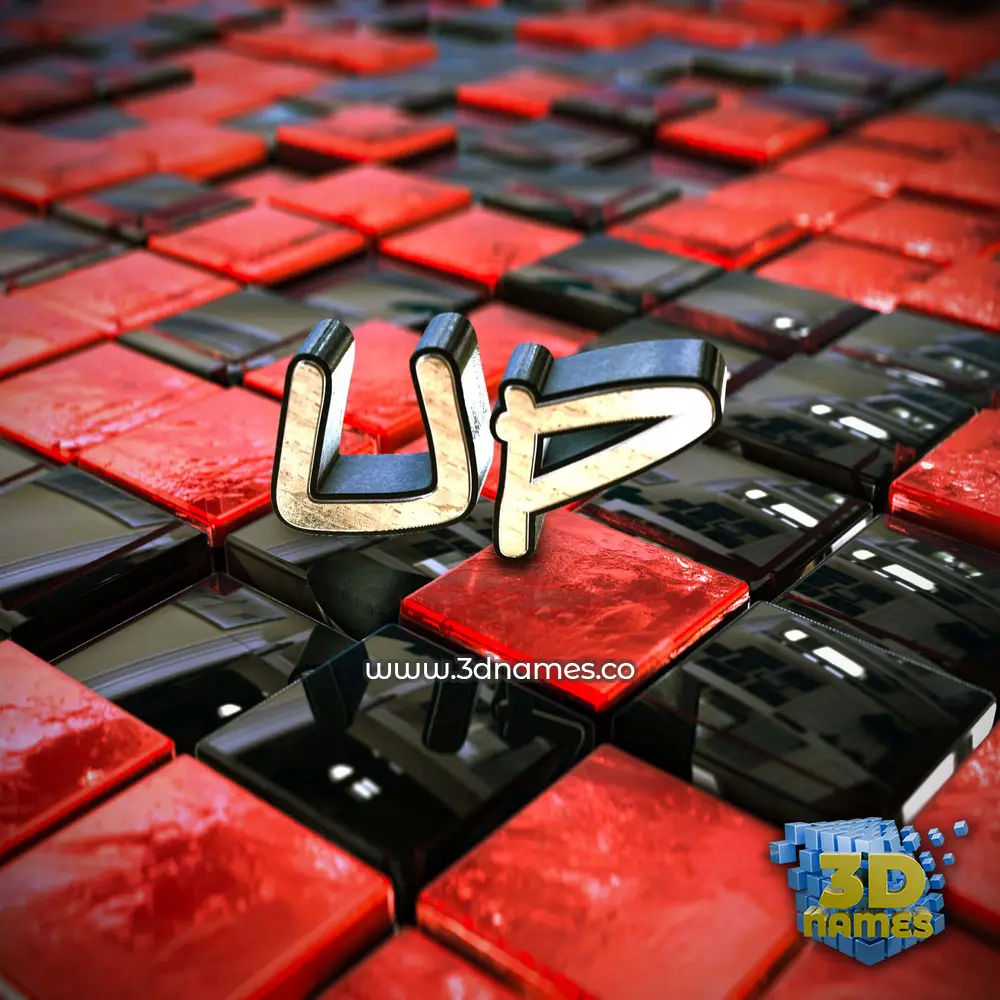 up in Red Checkered style - 3D name wallpaper