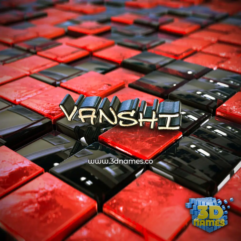 vanshi in Red Checkered style - 3D name wallpaper