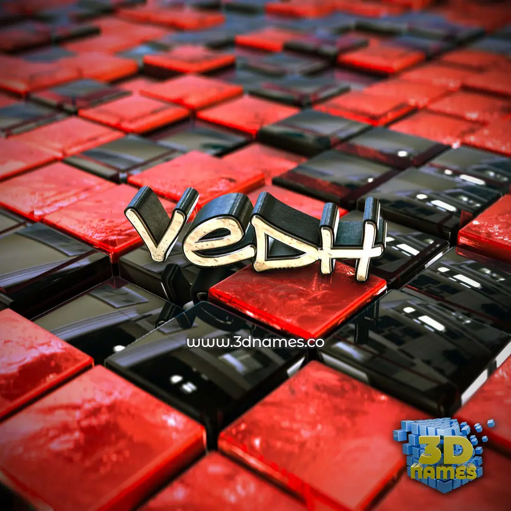 vedh in Red Checkered style - 3D name wallpaper vedh in Red Checkered style - 3D name wallpaper