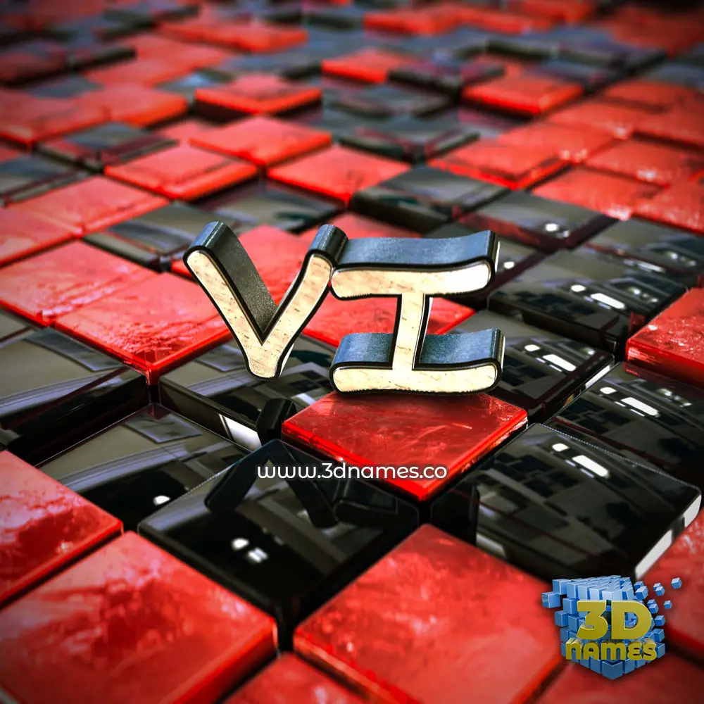 vi in Red Checkered style - 3D name wallpaper vi in Red Checkered style - 3D name wallpaper