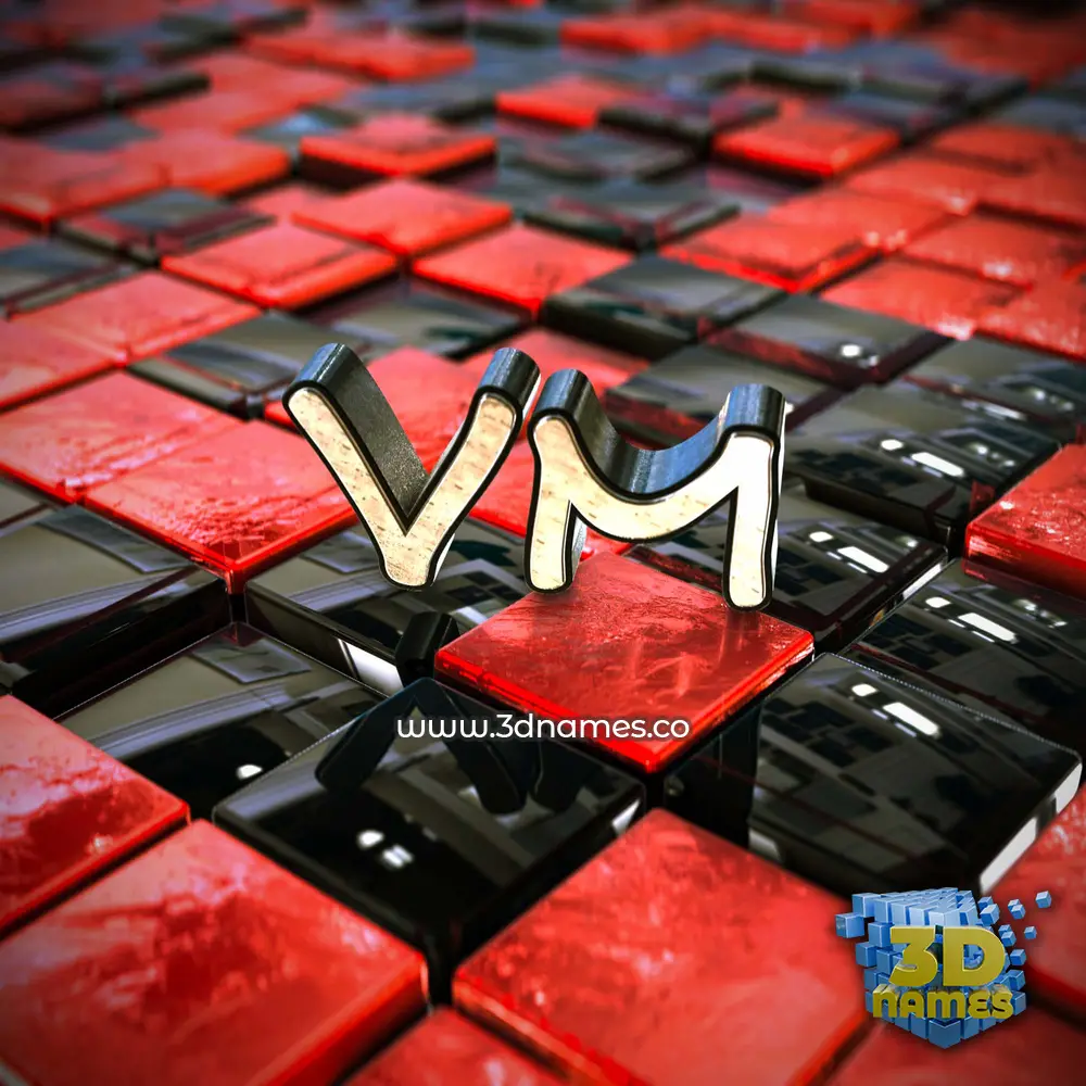 vm in Red Checkered style - 3D name wallpaper vm in Red Checkered style - 3D name wallpaper