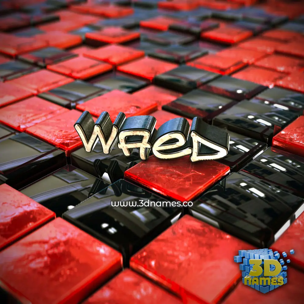 waed in Red Checkered style - 3D name wallpaper waed in Red Checkered style - 3D name wallpaper