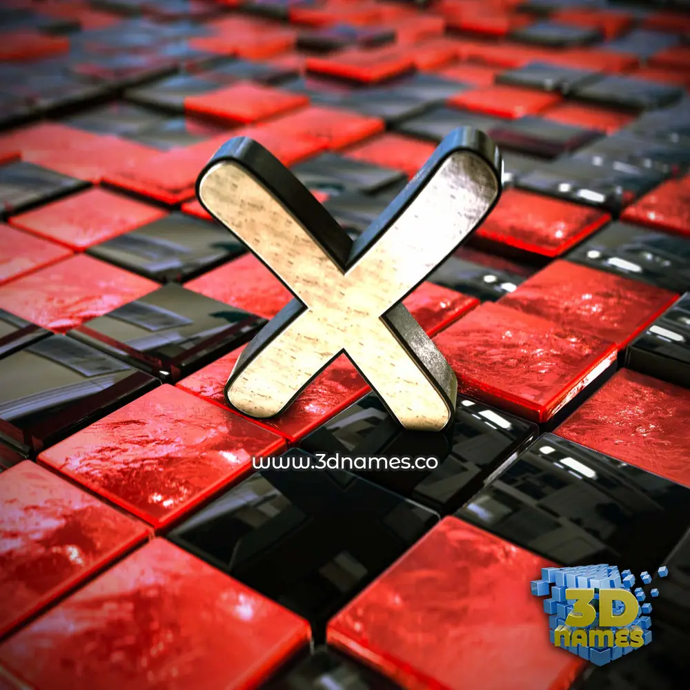 x in Red Checkered style - 3D name wallpaper x in Red Checkered style - 3D name wallpaper