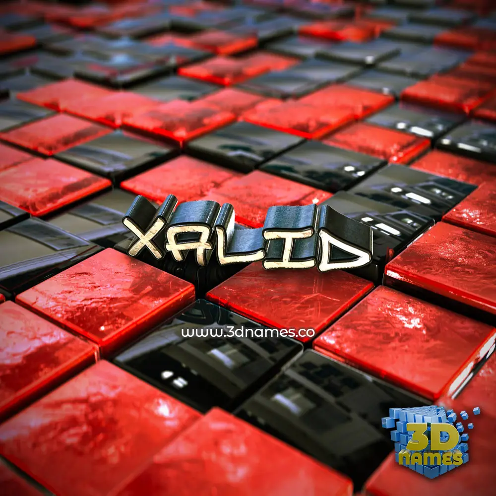 xalid in Red Checkered style - 3D name wallpaper xalid in Red Checkered style - 3D name wallpaper