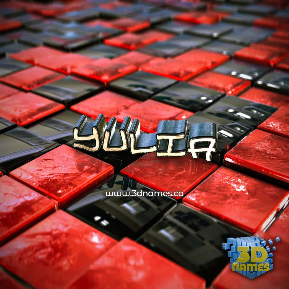 yulia in Red Checkered style - 3D name wallpaper