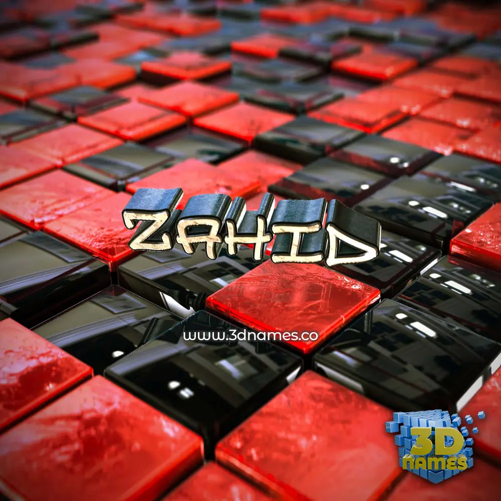 zahid in Red Checkered style - 3D name wallpaper