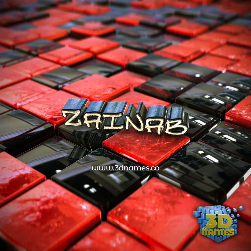 zainab in Red Checkered style - 3D name wallpaper