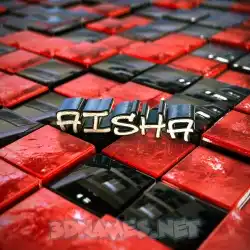 aisha in Red Checkered style - 3D name wallpaper