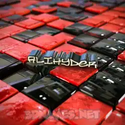 alihyder in Red Checkered style - 3D name wallpaper