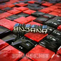 anjana in Red Checkered style - 3D name wallpaper