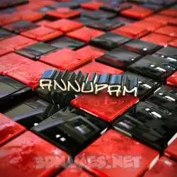 annupam in Red Checkered style - 3D name wallpaper