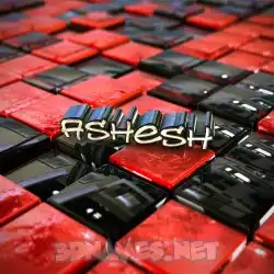 ashesh in Red Checkered style - 3D name wallpaper