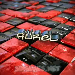 aurel in Red Checkered style - 3D name wallpaper