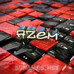 azem in Red Checkered style - 3D name wallpaper
