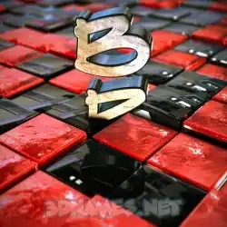 b p in Red Checkered style - 3D name wallpaper