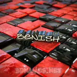 benish in Red Checkered style - 3D name wallpaper