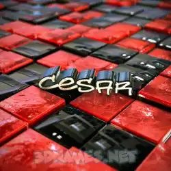 cesar in Red Checkered style - 3D name wallpaper