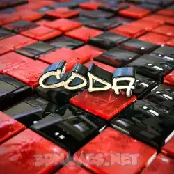 coda in Red Checkered style - 3D name wallpaper
