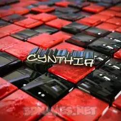 cynthia in Red Checkered style - 3D name wallpaper