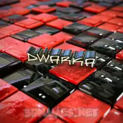 dwarka in Red Checkered style - 3D name wallpaper