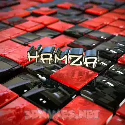 hamza in Red Checkered style - 3D name wallpaper