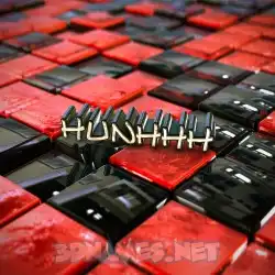 hunhhh in Red Checkered style - 3D name wallpaper