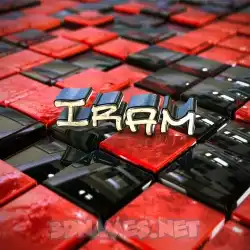 iram in Red Checkered style - 3D name wallpaper