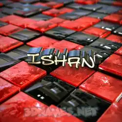 ishan in Red Checkered style - 3D name wallpaper