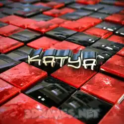 katya in Red Checkered style - 3D name wallpaper