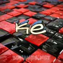 ke in Red Checkered style - 3D name wallpaper