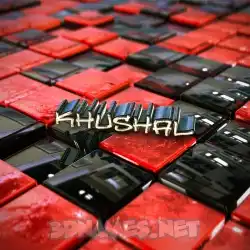 khushal in Red Checkered style - 3D name wallpaper