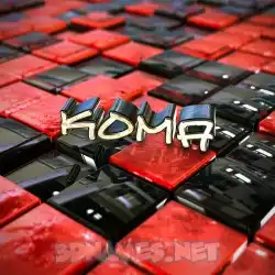 koma in Red Checkered style - 3D name wallpaper