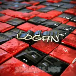 logan in Red Checkered style - 3D name wallpaper