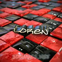 loren in Red Checkered style - 3D name wallpaper