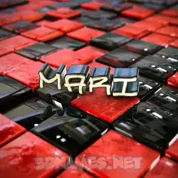 mari in Red Checkered style - 3D name wallpaper