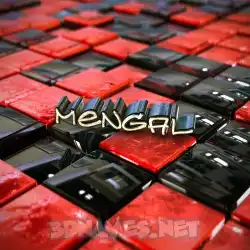 mengal in Red Checkered style - 3D name wallpaper