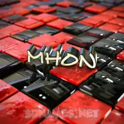 mhon in Red Checkered style - 3D name wallpaper