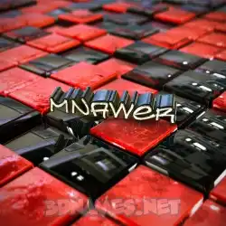 mnawer in Red Checkered style - 3D name wallpaper