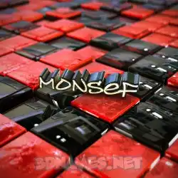 monsef in Red Checkered style - 3D name wallpaper