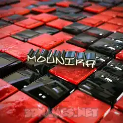 mounira in Red Checkered style - 3D name wallpaper