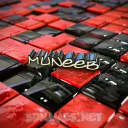 muneeb in Red Checkered style - 3D name wallpaper