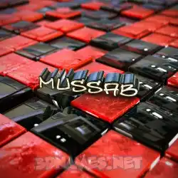 mussab in Red Checkered style - 3D name wallpaper