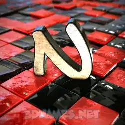 n in Red Checkered style - 3D name wallpaper