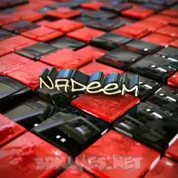 nadeem in Red Checkered style - 3D name wallpaper