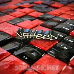 naheed in Red Checkered style - 3D name wallpaper