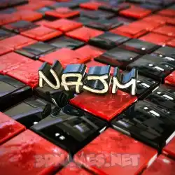 najm in Red Checkered style - 3D name wallpaper