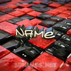 name in Red Checkered style - 3D name wallpaper
