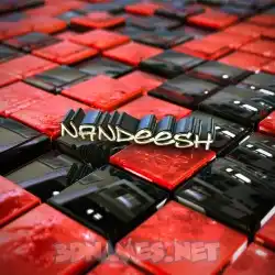 nandeesh in Red Checkered style - 3D name wallpaper