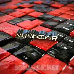 nandika in Red Checkered style - 3D name wallpaper