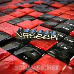 naseer in Red Checkered style - 3D name wallpaper